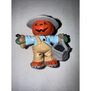 Vintage Enesco Halloween Miniature Scarecrow Hard Plastic